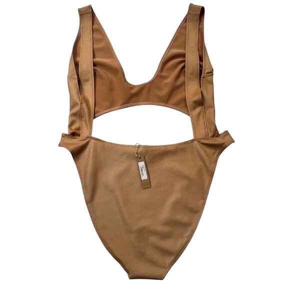 SKIMS Wet Jersey Cutout Bodysuit Ochre Womens Large - Picture 4 of 12